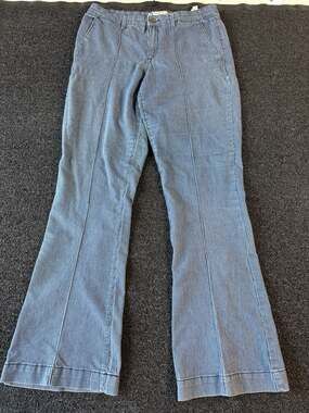 Anne Klein Jeans Pinstripe Flare Leg Jean Women's Size 10 Blue White